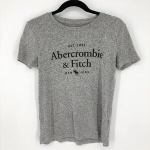 Abercrombie & Fitch Shirt‎ Womens XS Gray Brand Spellout Short Sleeve Stretch